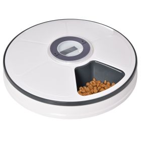 Automatic Pet Feeder 6 Meal Trays Digital LED Display for Cats Small Dogs Battery-Powered
