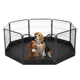 VEVOR Dog Playpen, 8 Pcs 24 x 24 in Panels Foldable Metal Pet Exercise Pen, Dog Fence Indoor and Outdoor Pen with Door, Storage Bag and Bottom Pa