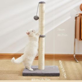 Durable Sisal Rope With Hanging Ball Toy Cat Scratching Post Indoor Space Saving Stable Base Promote Cat Claw Health And Fun Exercise (Option: Gray)