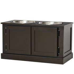 Elevated Dog Bowls with Storage, Two Stainless Steel Bowls for Large Dogs, Coffee (Option: Coffee-700x380x170 mm)